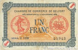 1 Franc FRANCE regionalismo y varios Belfort 1918 JP.023.37 BC