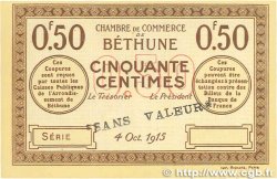50 Centimes Spécimen FRANCE regionalismo y varios Béthune 1915 JP.026.03