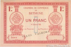 1 Franc Spécimen FRANCE Regionalismus und verschiedenen Béthune 1915 JP.026.07 fVZ