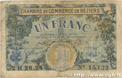 1 Franc FRANCE regionalism and miscellaneous Béziers 1922 JP.027.34 VG