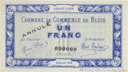 1 Franc Annulé FRANCE regionalismo e varie Blois 1915 JP.028.04 q.FDC