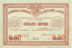 50 Centimes FRANCE regionalism and miscellaneous Boulogne-Sur-Mer  1914 JP.031.17