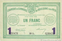 1 Franc FRANCE regionalism and various Boulogne-Sur-Mer  1914 JP.031.24 VF