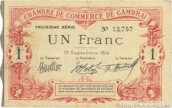 1 Franc FRANCE regionalismo y varios Cambrai 1914 JP.037.21