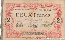 2 Francs FRANCE regionalism and various Cambrai 1914 JP.037.22 VG