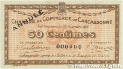 50 Centimes Annulé FRANCE regionalismo y varios Carcassonne 1914 JP.038.04