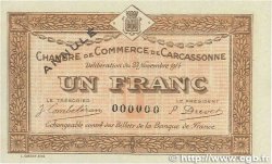 1 Franc Annulé FRANCE regionalism and miscellaneous Carcassonne 1914 JP.038.08 UNC