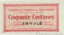 50 Centimes Annulé FRANCE regionalismo y varios Carcassonne 1917 JP.038.12