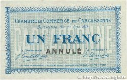 1 Franc Annulé FRANCE regionalism and miscellaneous Carcassonne 1917 JP.038.14