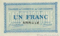 1 Franc Annulé FRANCE Regionalismus und verschiedenen Carcassonne 1917 JP.038.14 ST
