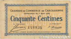 50 Centimes FRANCE regionalismo y varios Carcassonne 1920 JP.038.15 BC