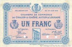 1 Franc Spécimen FRANCE Regionalismus und verschiedenen Châlon-Sur-Saône, Autun et Louhans 1916 JP.042.05 VZ