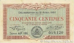 50 Centimes FRANCE régionalisme et divers Chambéry 1920 JP.044.12 TTB