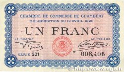 1 Franc FRANCE regionalism and miscellaneous Chambéry 1920 JP.044.14 VF