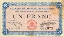 1 Franc FRANCE regionalism and miscellaneous Chambéry 1920 JP.044.14 VF+
