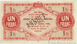 1 Franc Annulé FRANCE regionalism and various Chartres 1915 JP.045.04 VF+