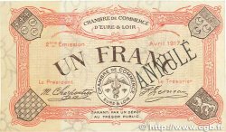 1 Franc Annulé FRANCE regionalismo y varios Chartres 1917 JP.045.08 MBC