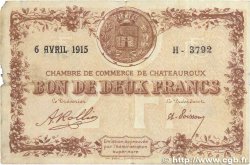 2 Francs FRANCE Regionalismus und verschiedenen Chateauroux 1915 JP.046.04 SGE