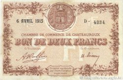 2 Francs FRANCE regionalism and miscellaneous Chateauroux 1915 JP.046.04