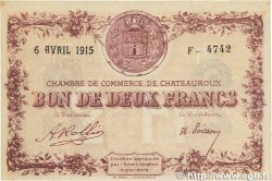 2 Francs FRANCE regionalism and miscellaneous Chateauroux 1915 JP.046.04 XF