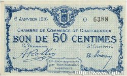 50 Centimes FRANCE regionalism and miscellaneous Chateauroux 1916 JP.046.14 VF+
