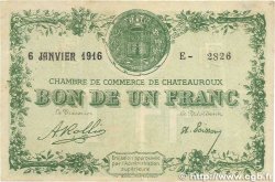 1 Franc FRANCE Regionalismus und verschiedenen Chateauroux 1916 JP.046.17 S