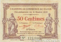 50 Centimes  FRANCE Regionalismus und verschiedenen Dijon 1916 JP.053.07