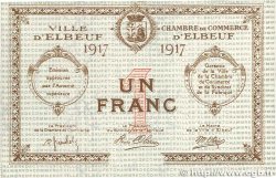 1 Franc Fauté FRANCE regionalism and various Elbeuf 1917 JP.055.12 AU