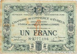 1 Franc FRANCE regionalism and various Évreux 1921 JP.057.23 G