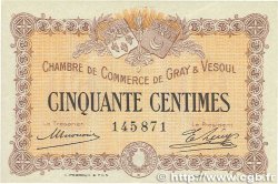 50 Centimes FRANCE regionalism and various Gray et Vesoul 1915 JP.062.01 XF