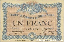 1 Franc FRANCE régionalisme et divers Gray et Vesoul 1915 JP.062.03 pr.TTB