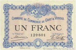 1 Franc FRANCE regionalism and miscellaneous Gray et Vesoul 1915 JP.062.03