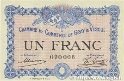 1 Franc FRANCE regionalism and various Gray et Vesoul 1915 JP.062.03 AU+