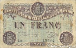 1 Franc FRANCE Regionalismus und verschiedenen Laval 1920 JP.067.05 fS