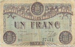 1 Franc FRANCE regionalism and various Laval 1920 JP.067.05 VG