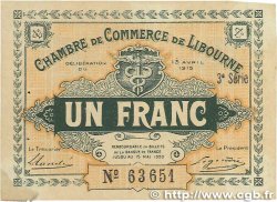 1 Franc FRANCE regionalismo y varios Libourne 1915 JP.072.16