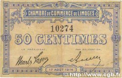 50 Centimes FRANCE régionalisme et divers Limoges 1914 JP.073.01 TB