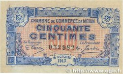 50 Centimes FRANCE Regionalismus und verschiedenen Melun 1915 JP.080.01 fVZ