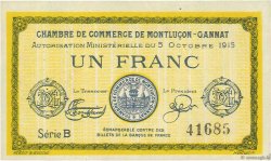 1 Franc FRANCE Regionalismus und verschiedenen Montluçon, Gannat 1915 JP.084.15 SS
