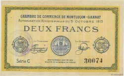 2 Francs FRANCE regionalismo y varios Montluçon, Gannat 1915 JP.084.18 MBC+
