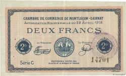 2 Francs FRANCE regionalismo y varios Montluçon, Gannat 1916 JP.084.26