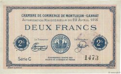 2 Francs FRANCE regionalismo e varie Montluçon, Gannat 1916 JP.084.26 q.SPL