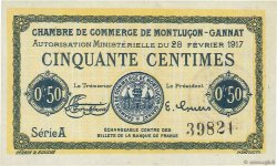 50 Centimes FRANCE Regionalismus und verschiedenen Montluçon, Gannat 1917 JP.084.28 fST+