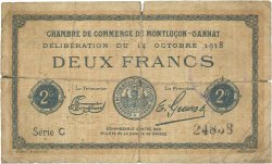 2 Francs FRANCE Regionalismus und verschiedenen Montluçon, Gannat 1918 JP.084.44 GE