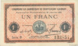 1 Franc FRANCE regionalism and various Montluçon, Gannat 1921 JP.084.58 VF+