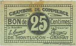 25 Centimes FRANCE regionalism and miscellaneous Montluçon, Gannat 1918 JP.084.74