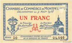 1 Franc FRANCE Regionalismus und verschiedenen Montpellier 1915 JP.085.10 fVZ