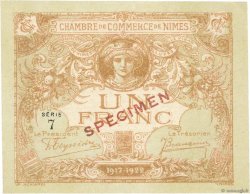 1 Franc Spécimen FRANCE regionalism and miscellaneous Nîmes 1915 JP.092.15 XF+