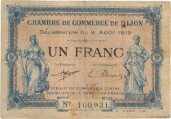 1 Franc FRANCE regionalism and various Dijon 1915 JP.053.04 F-