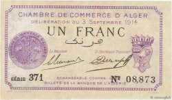 1 Franc FRANCE regionalism and miscellaneous Alger 1914 JP.137.01 VF+